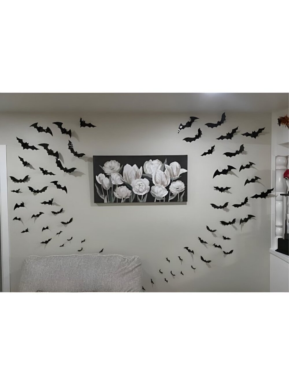 Halloween 3D Bats Decoration, 60PCS 4 Sizes Realistic PVC Scary Bats